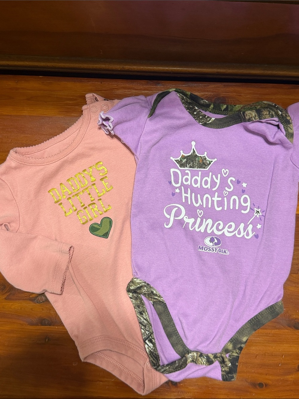 Mossy Oak “Daddy’s Hunting Princess” and “Daddy Little Girl “ Baby Onesies